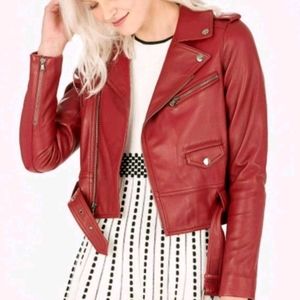 Women's Parker Red Leather jacket